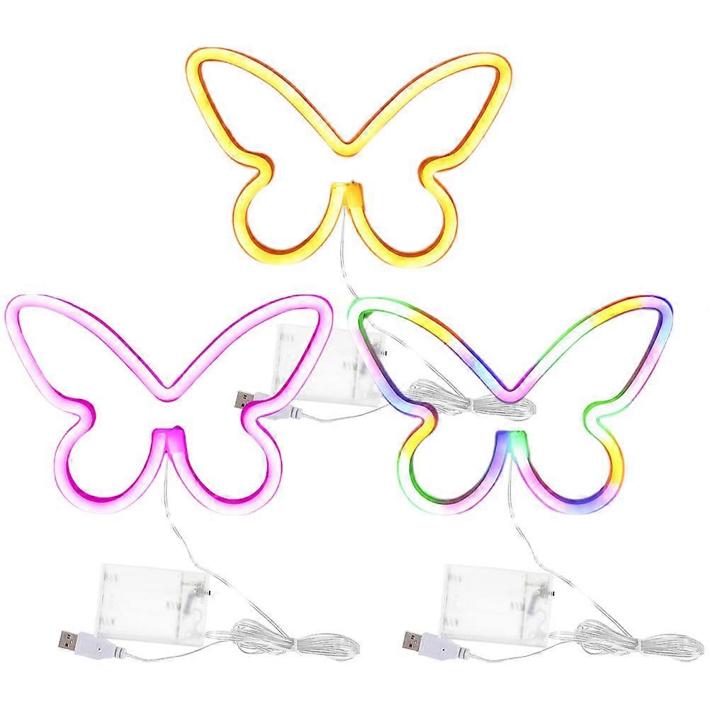 Cute Butterfly Led Light Usb Battery Powered Home Decorations 3Pcs