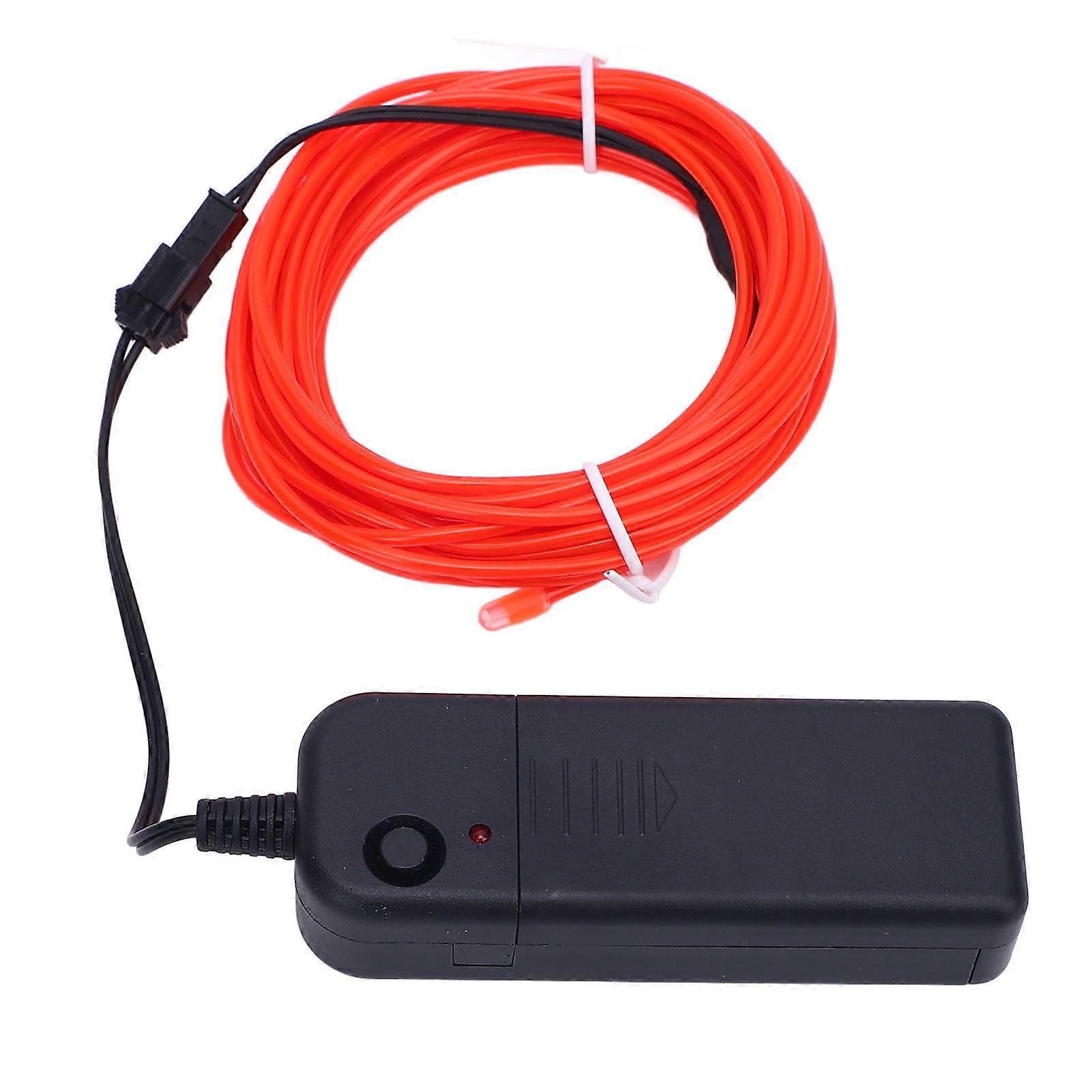 EL Wire Lights Red 16.4ft Battery Powered Neon Rope Light 360° Glow for Parties and Costumes