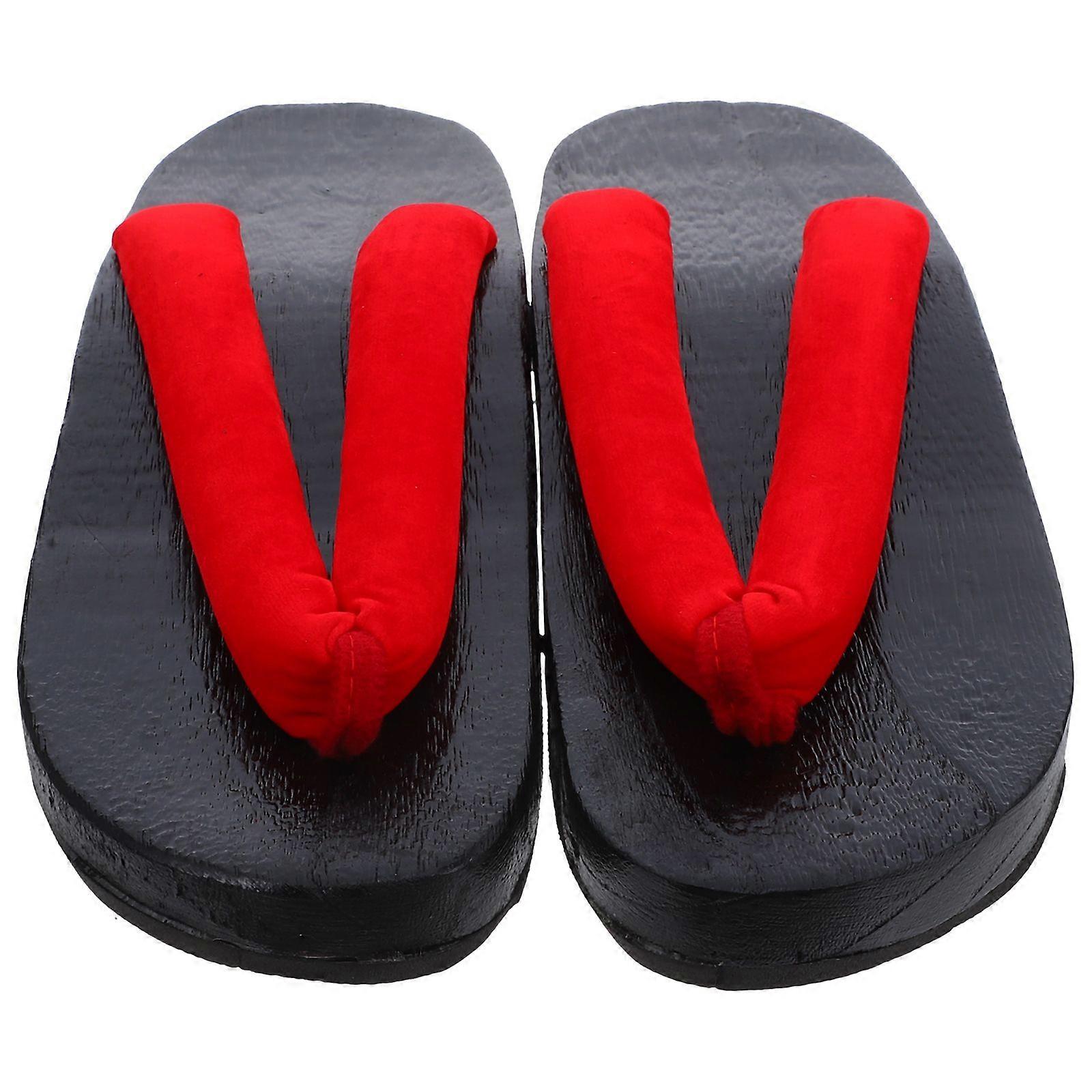 1 Pair of Creative Clog Sandal Stylish Wooden Clog Slippers Japanese Style Shoes