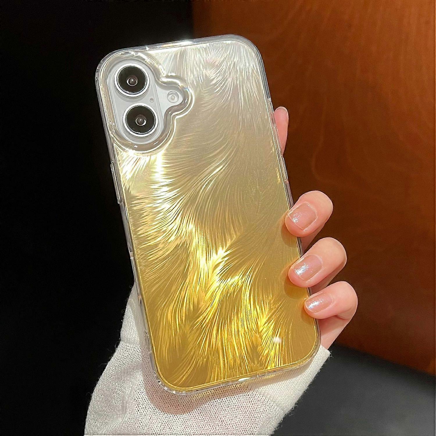 For iPhone 16 Case Fox Tail Pattern Hot Stamping Electroplating Soft TPU Phone Shell