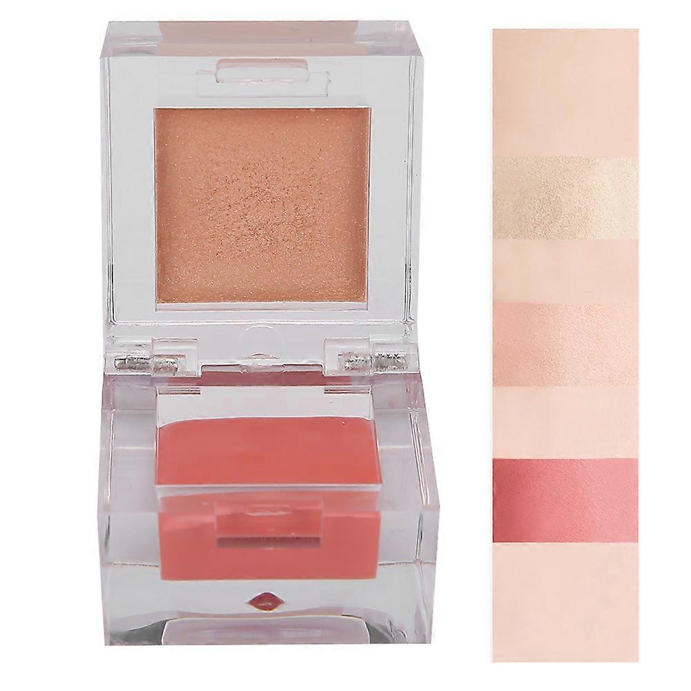 VIBELY Powder Blush Eyeshadow Cosmetic Double Color Highlighting Powder Plate for Women03#