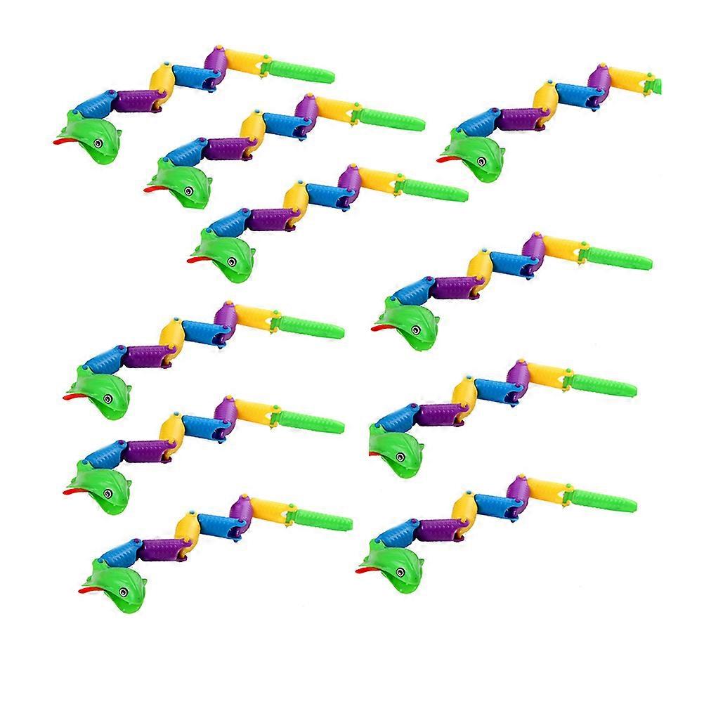 Prank Snake Toy Long Jointed Snake Toys Simulation Educational for Halloween Party Mixed Color 10Pcs
