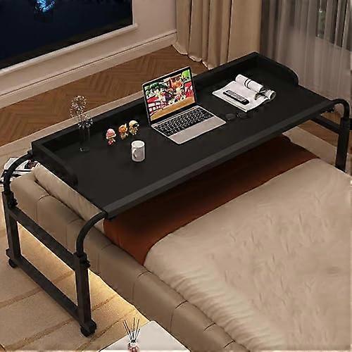 Adjustable Side Table with Wheels, Rolling Table for Comfortable Use in Bed, Ideal for Home and Hospital Black