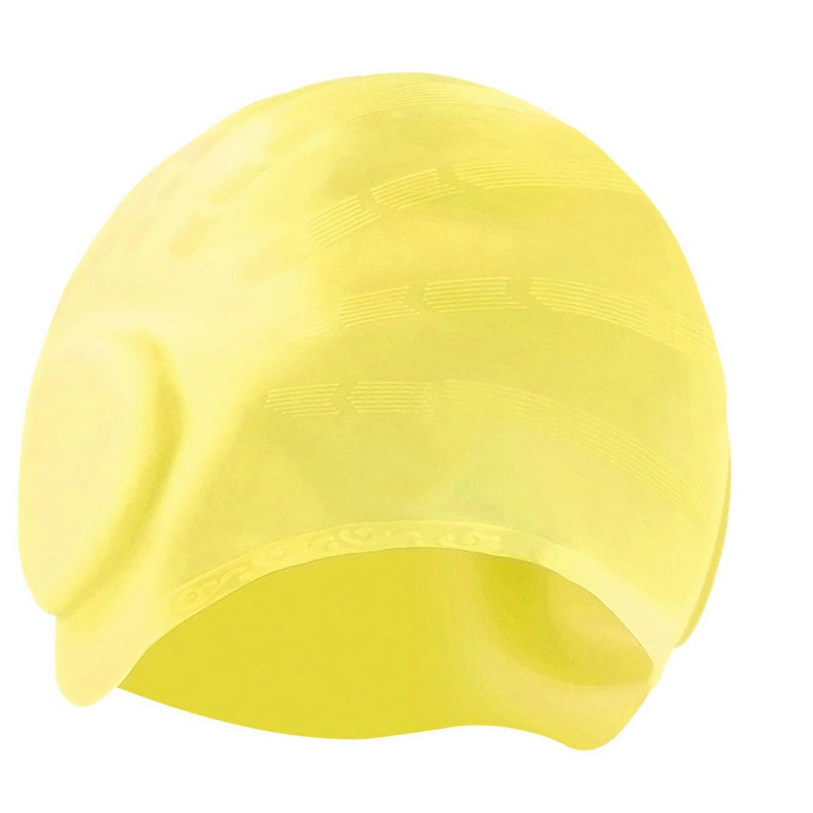 Professional Swim Caps Ear Shield Soft Flexible Silicone Texture Head Coverage Suitable for Beach and Lap Swimming  Yellow
