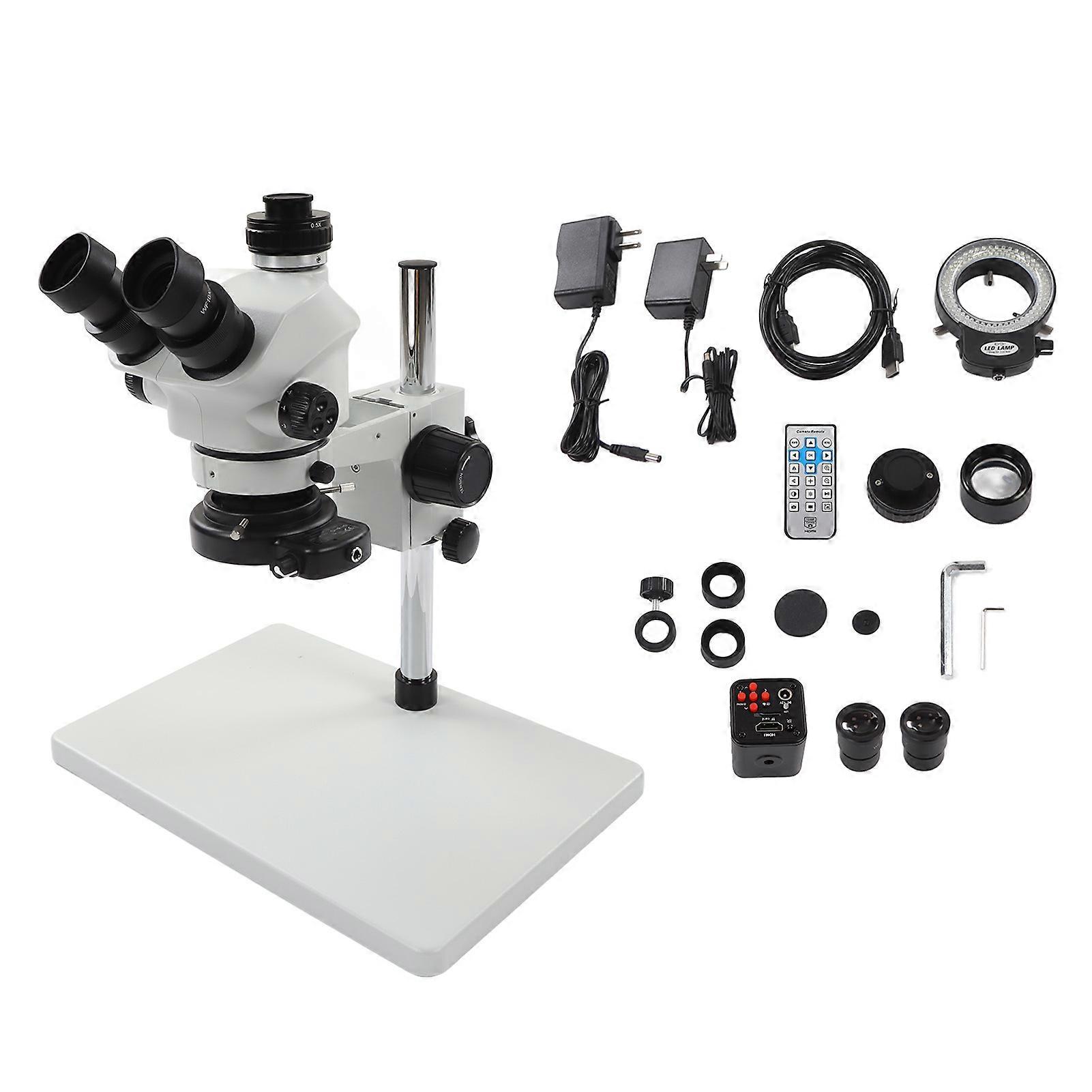 Trinocular Microscope 24MP 1080P 3.5X To 50X Continuous Zoom Stereo Trinocular Microscope with LED Lamp 100‑240V US Plug
