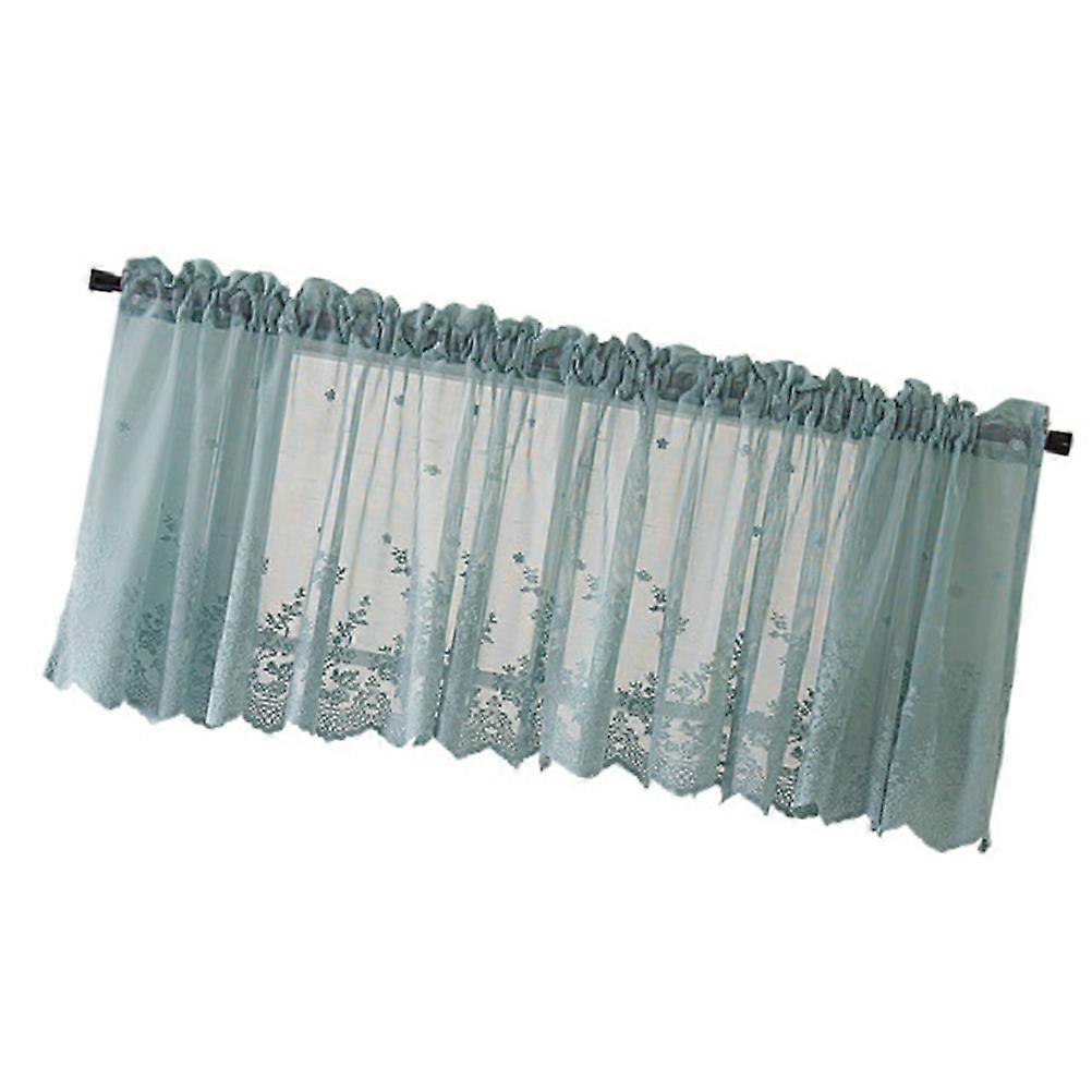 Blue Short Curtain for Kitchen Use Made of Polyester Lace Design Great for Windows 74x61cm