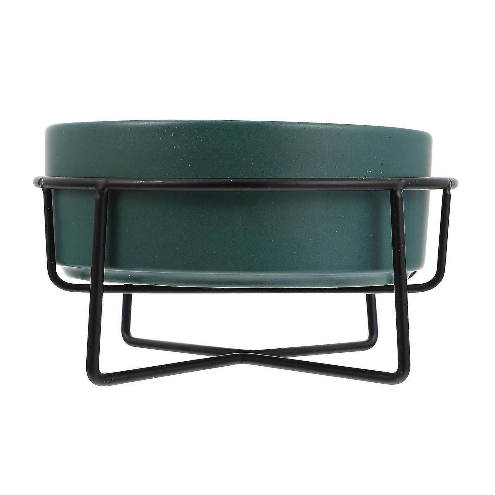 Ceramic Pet Bowl with Stand Easy to Wash and Bacteria Resistant Green Color Fits Perfectly for Storage 1 set