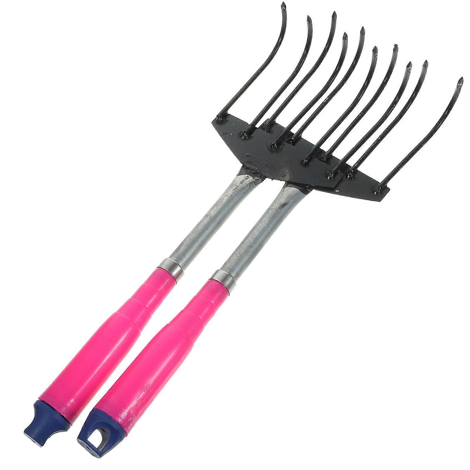 Iron and Plastic Gardening Rake for Home Use Assorted Color Efficient Soil Loosening Tool 2Pcs