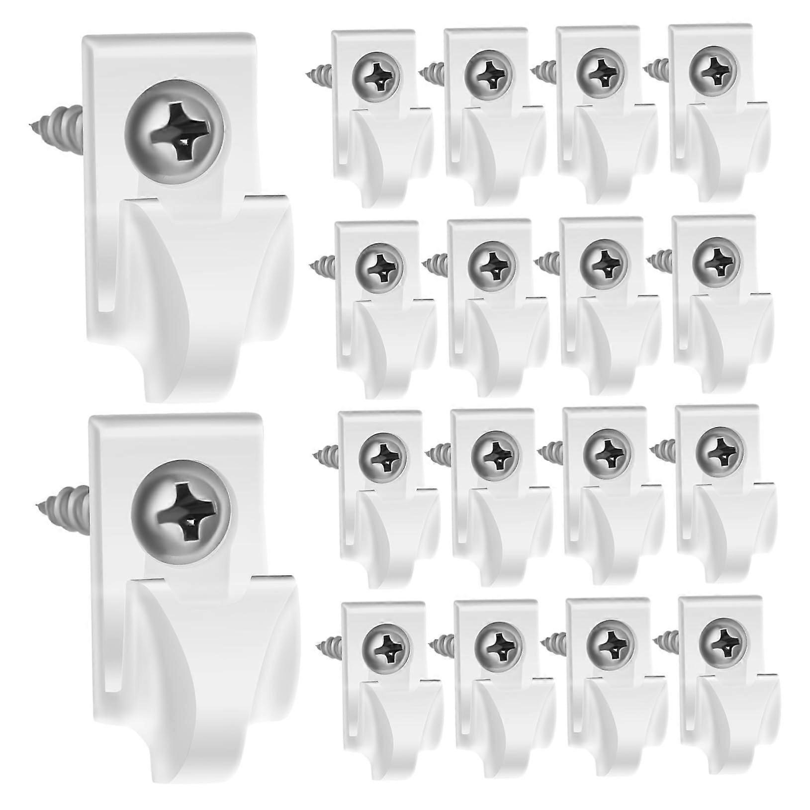 20 Pack Gutter Hooks Screws for Outdoor Lights Shelf Clips Patio Light Holders Small Wire Rust-Resistant Plastic White