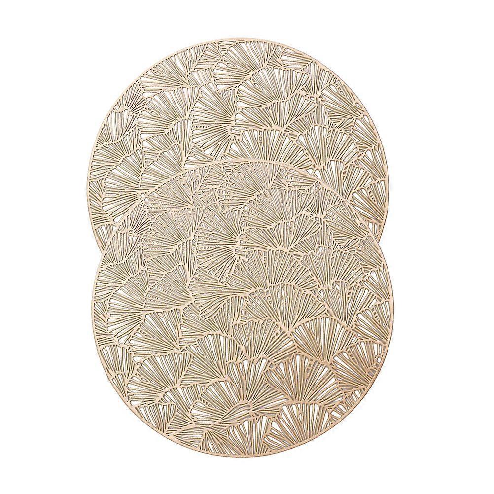 Cup Coasters Heat Insulation Anti-Scald Tabletop Protection Ginkgo Leaf Shape Golden 38CM 2Pcs