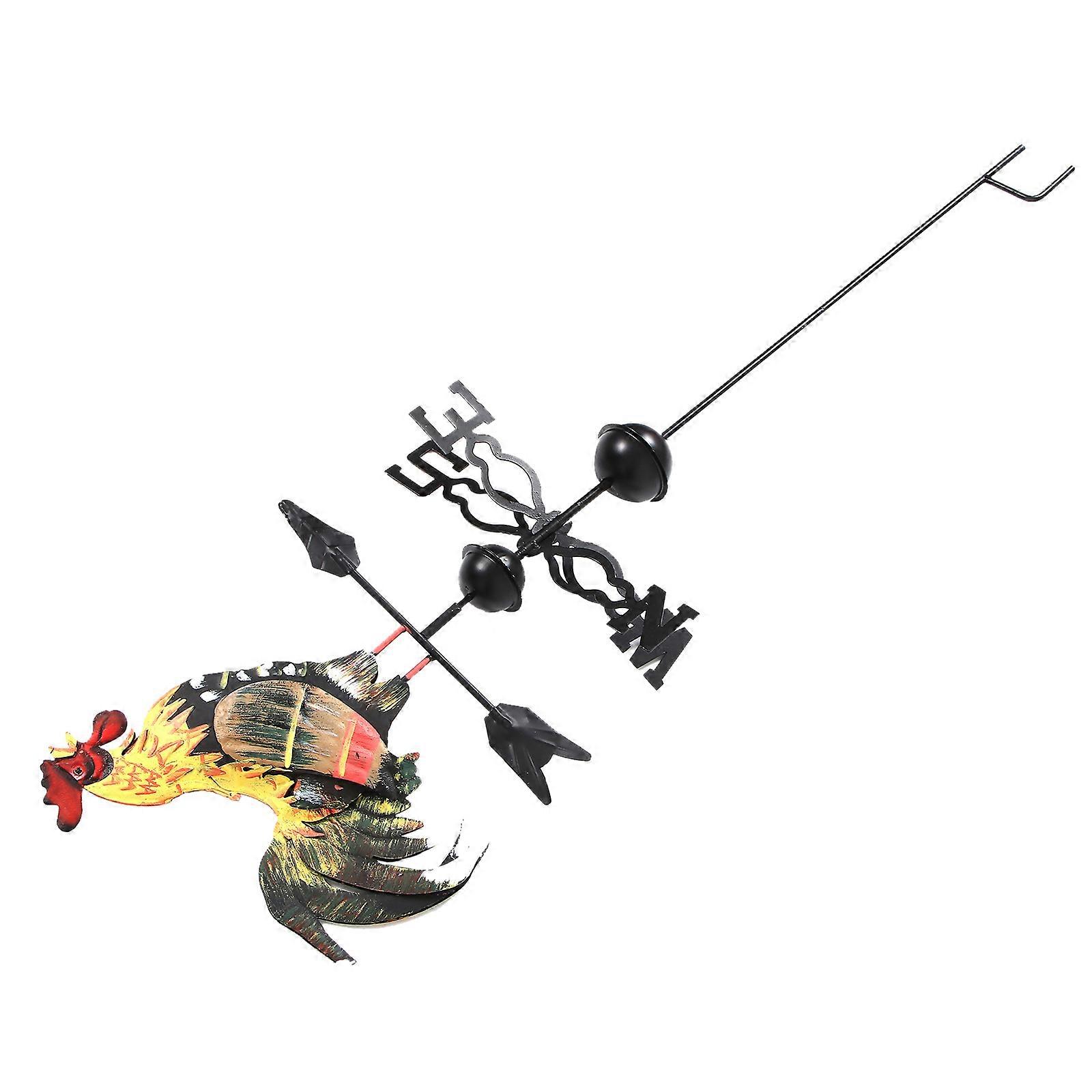 Metal Wind Vane Rooster Shape Indicate Wind Direction Outdoor Garden 1Set