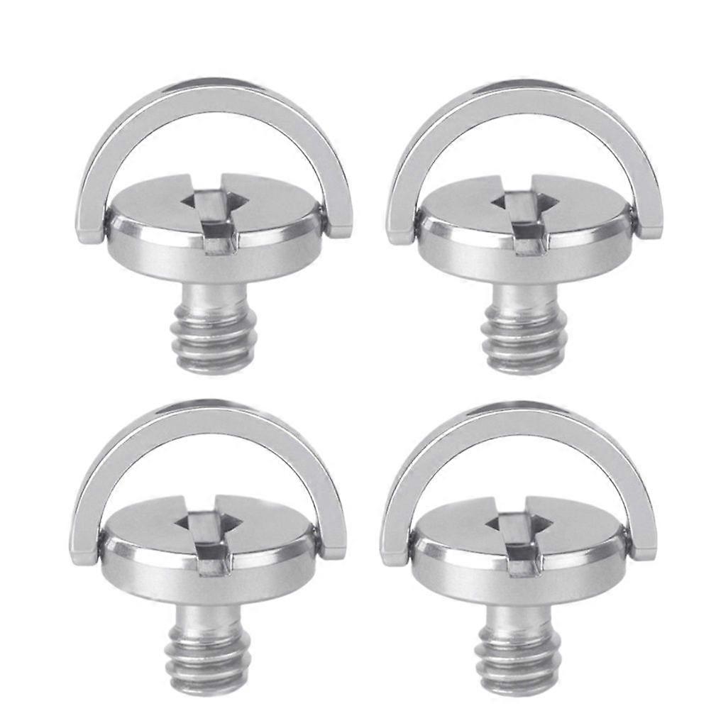 4Pcs Camera Handle Quick Release Screws D Buckle Eyebolt Iron Plated Hexagon Socket Screws for Tripod Monopod Plate Camera Screws (Silver)