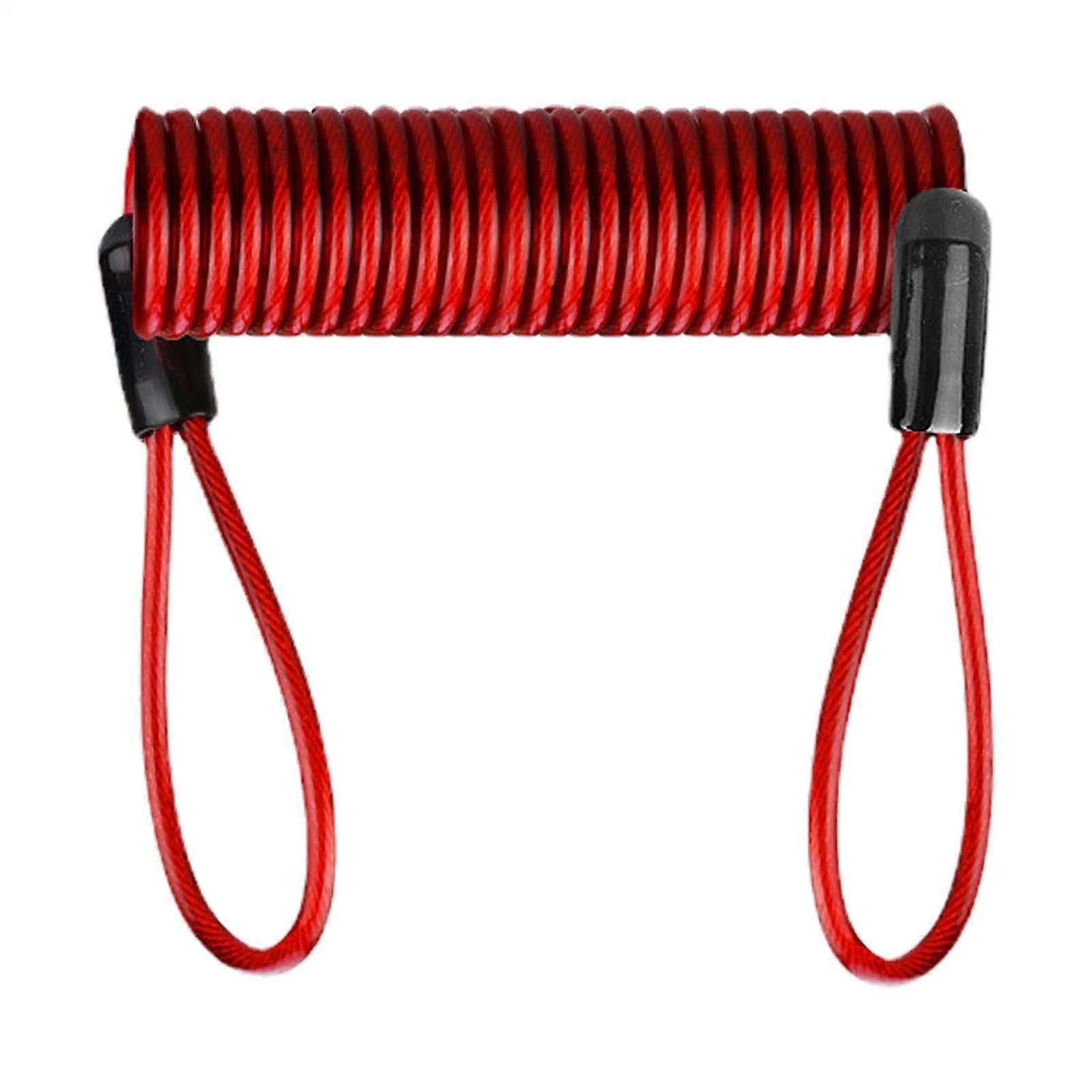 Lock Reminder Cable Anti-Theft Spring Cable Loop, Security Steel Wire Rope Disc Lock For Motorcycles, Red