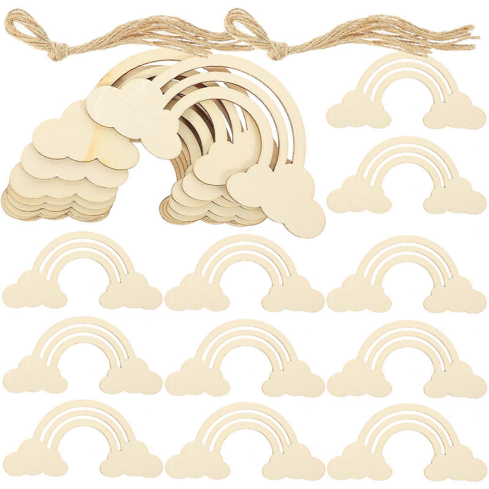Wooden Rainbow Slices DIY Craft Kit – Unfinished, Smooth Edges, Safe for Painting, Decoration, and Creative Hanging Ornaments for Home or Party Use