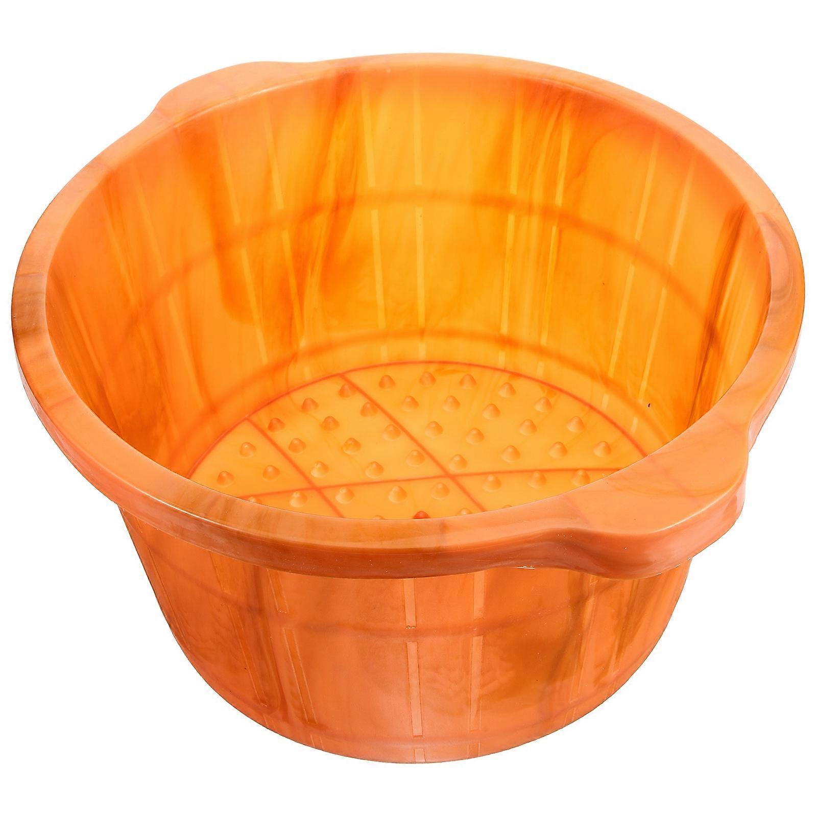 Chocolate Plastic Foot Soaking Tub with Wood Grain for Home Use Portable and Sturdy 7.87 x 5.51 x 3.94 inches