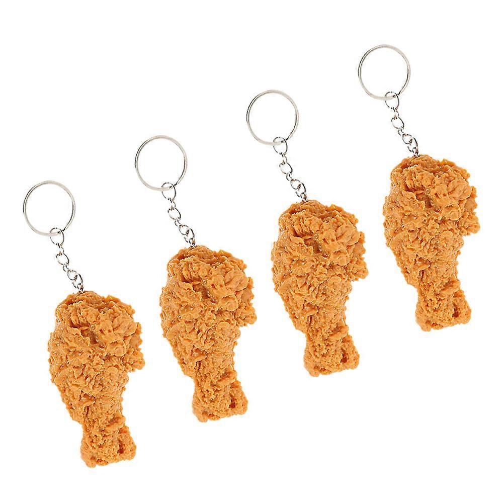 4pcs Funny Chicken Wing Toy Keychain Set Creative Imitation Food Keychains Miniature Chicken Wings for Birthday Fast Food Party
