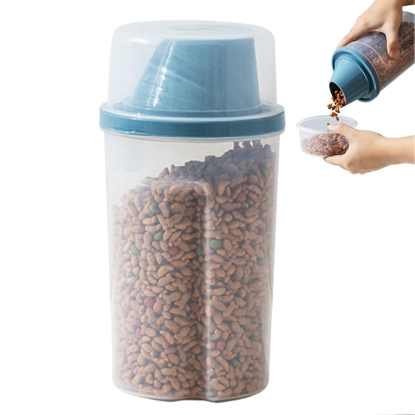 Airtight Cat Food Container 1000 ml Transparent Jar for Pet Food Storage