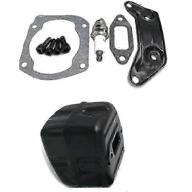 Exhaust Muffler, Muffler Bracket, Gasket & Spark Plug Kit for 365, 372, 362, 371 Chainsaw - Complete Replacement Parts Set