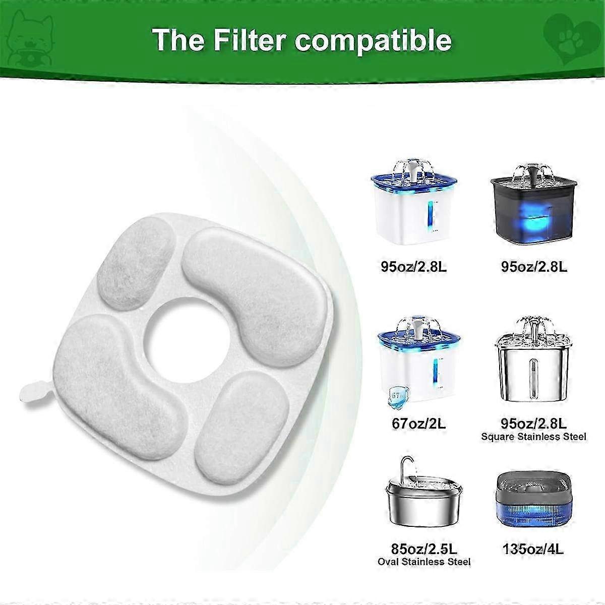 ספוגי סינון מקדים של מסנן מזרקת מים של Cat - 16 חבילות מסננים חלופיים למי שתייה נקיים וטריים
