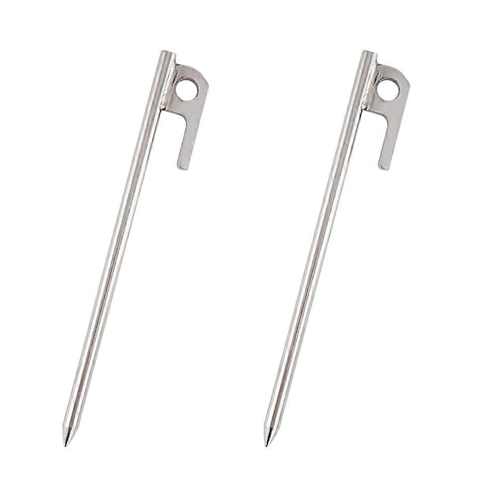 Tent Spikes Heavy Duty Stainless Steel Tent Pegs For Tent And Awning 30X0.9X0.9cm Silver Cylindrical Ground Anchor 2Pcs