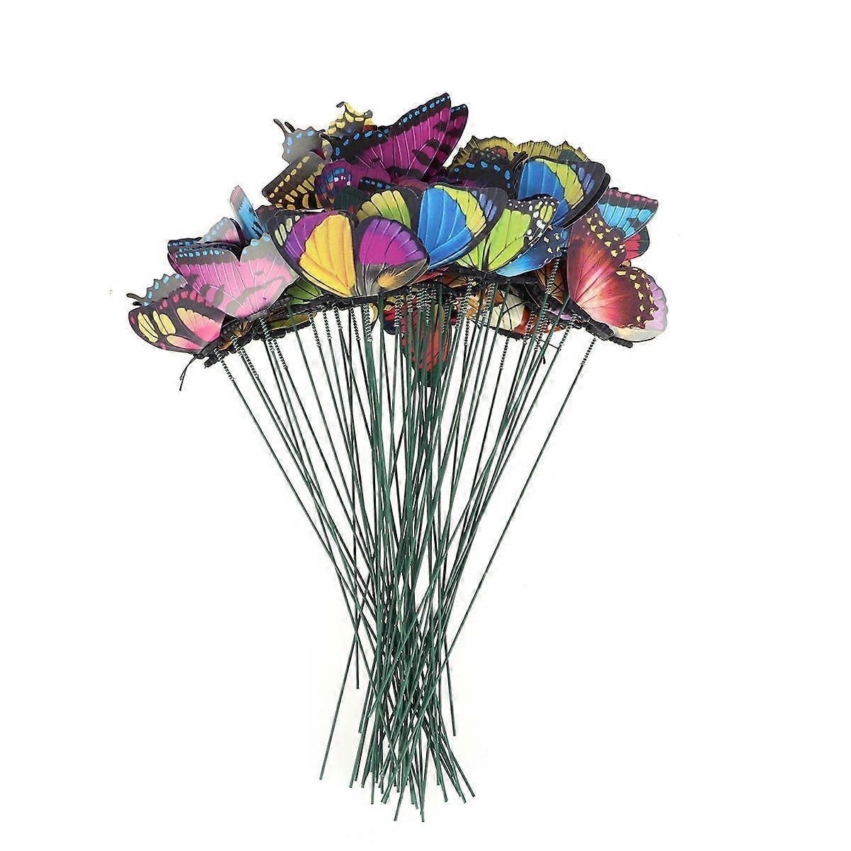 50pcs Artificial Set Stick Beautiful Decor for Home Store Garden Grassland (Random Color, 7cm)