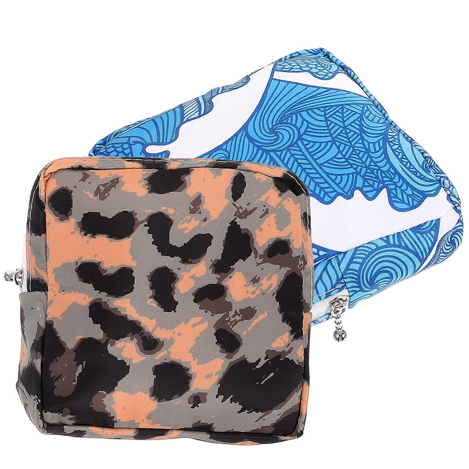 Lightweight Portable Menstrual Pad Bag Rectangular Storage Bag For Travel 6.3X6.1X0.4in Stylish Design 2Set