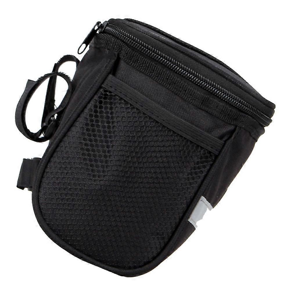 Electric Bike Storage Bag for Front Handlebar PVC Oxford Cloth Black with Reflective Strips 12.5x7.5x5 inches