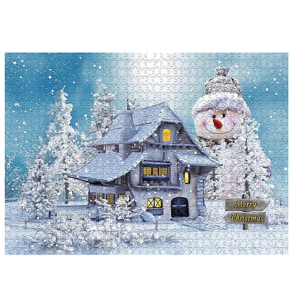1000PCS/Set Christmas Puzzle Happy Christmas Puzzle Pieces Exercise Memory Relieve Stress Jigsaw Puzzles