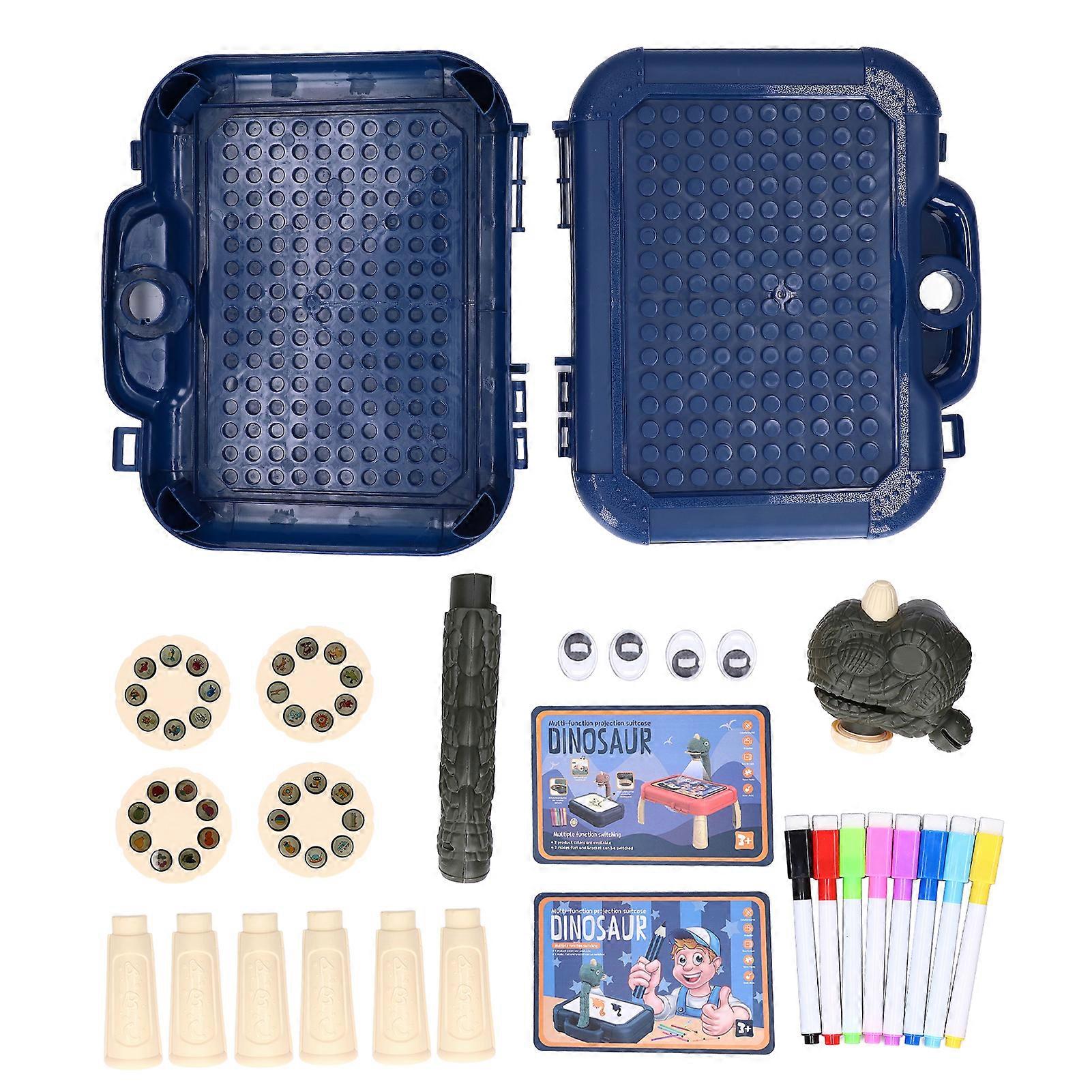 Children Drawing Projector Table Dinosaur Shaped Projection Painting Board with Light Educational ToyBlue