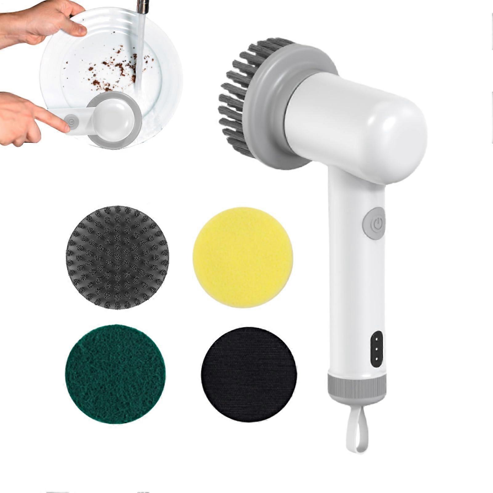 Electric Brush for Cleaning, Wireless Machine with Interchangeable Brush Attachments