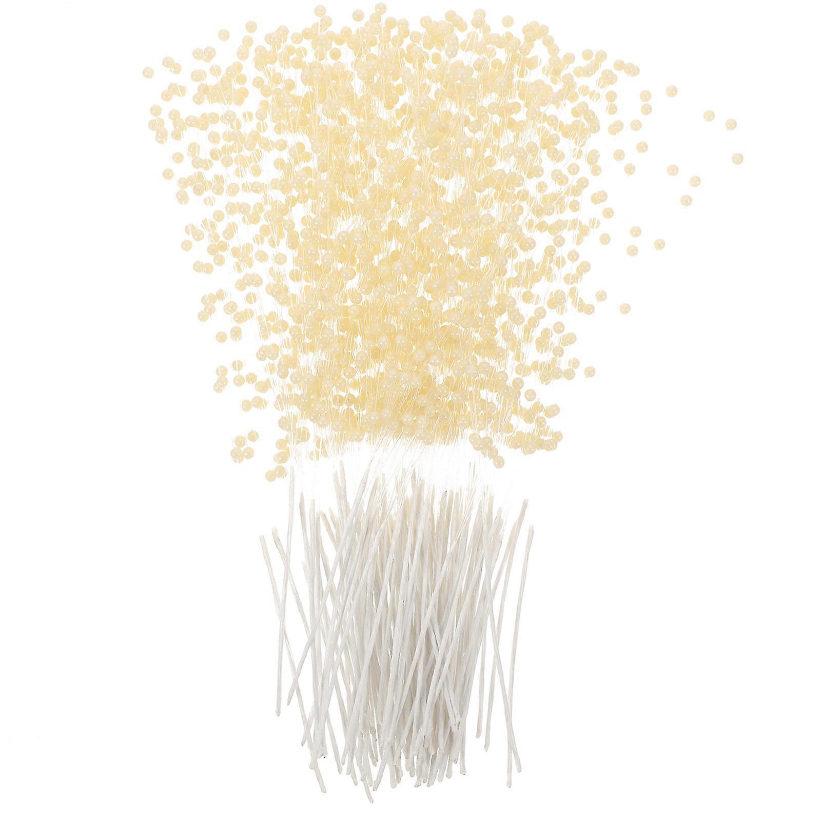 100pcs Pearls String Beaded Bouquet Sticks Cake Decor Toppers Pearl Branch Decors