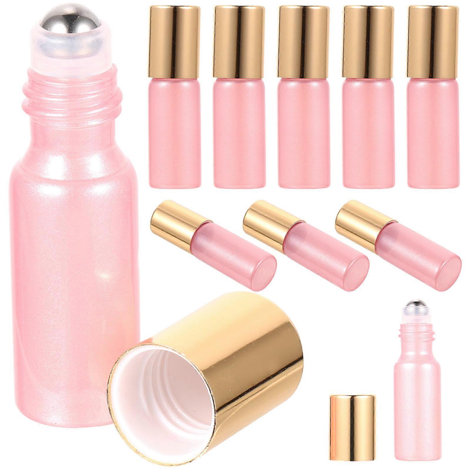 10pcs Pink Glass Roller Bottles for Home Use Leak-proof and Durable with Roller Ball Design 10ml