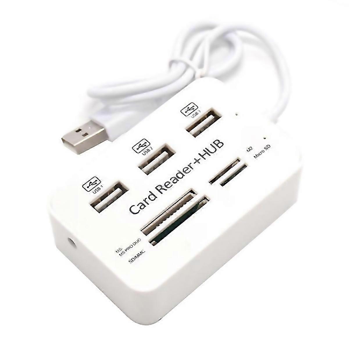 7 In 1 Usb 20 Hub Card Reader Combo High Speed External Memory Card Reader Tablet Charging Extend D