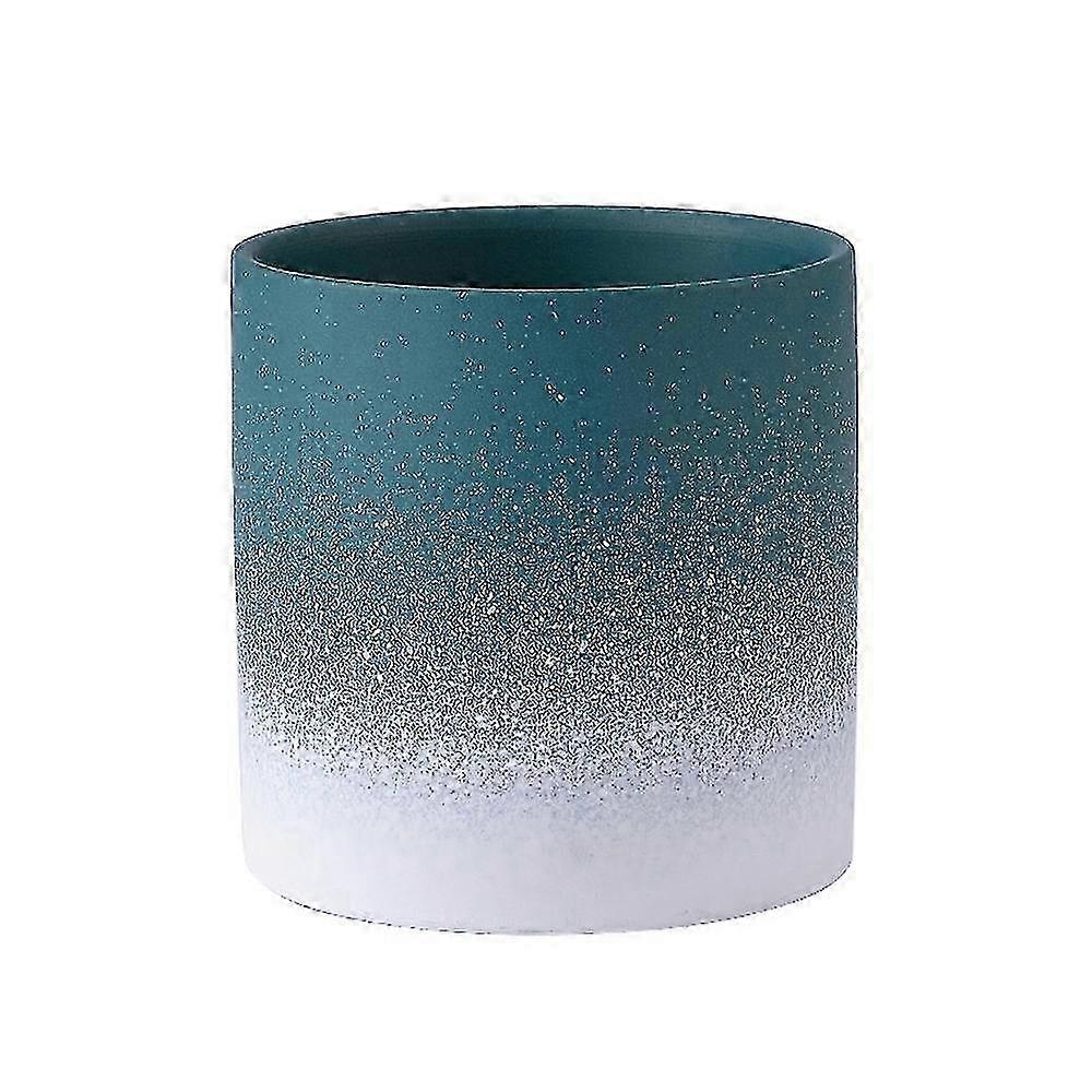 2025 Gradual Dark Orange Nordic Simple Round Ceramic Small Flower Pot With Tray