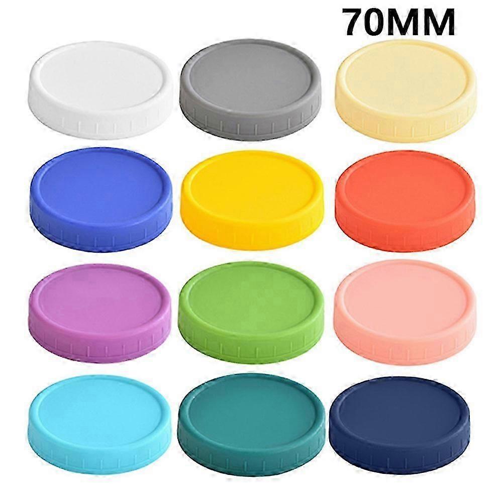 12pcs Colored Plastic Mason-Jar Lids 86mm/70mm Multi-purpose Reusable Canning Jar Lids for Kitchen