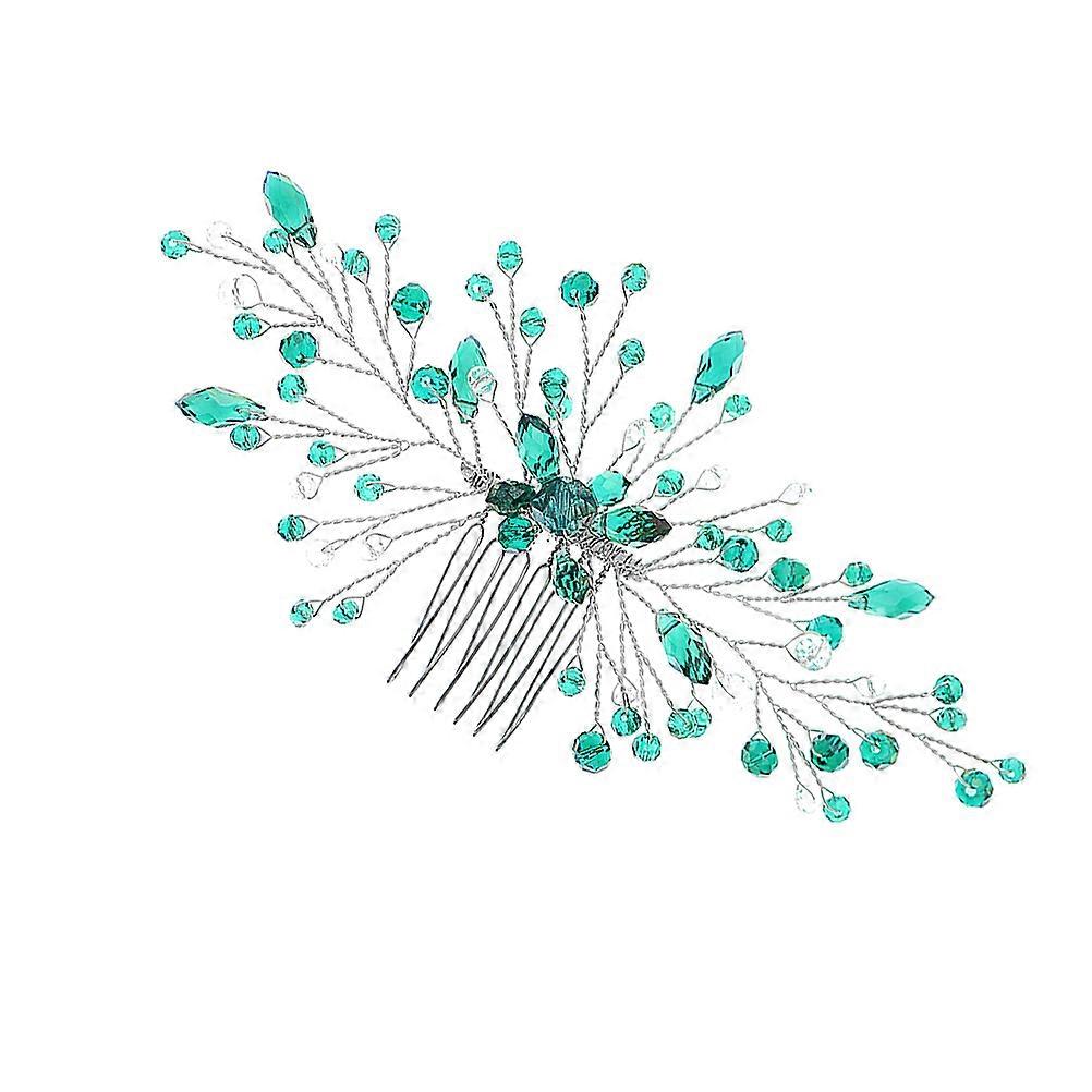 حفلات الزفاف الشعر مشط للعرائس تصميم بوهيمي أخضر حجر الراين دبوس الشعر كليب 1 مجموعة