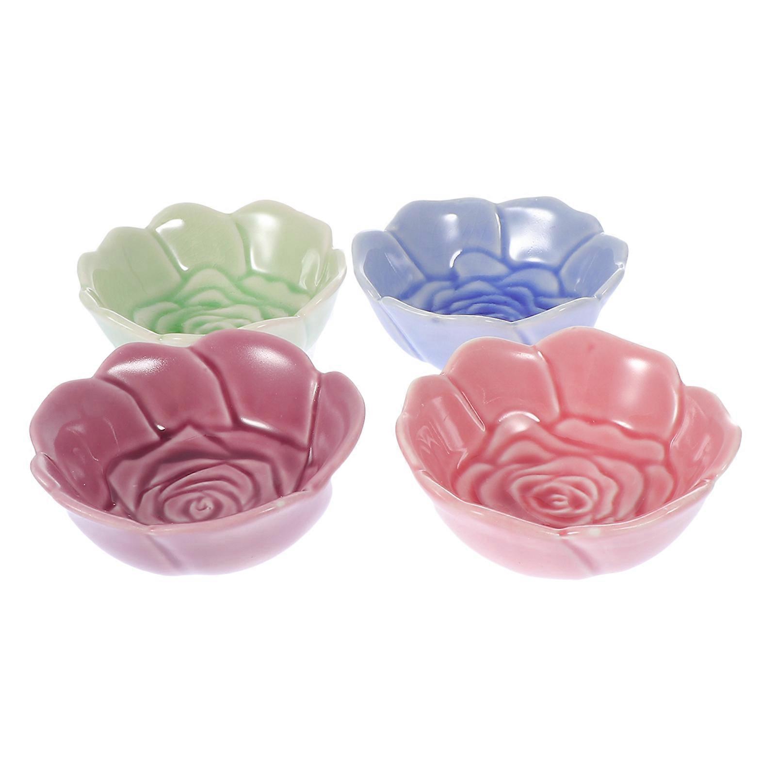 Sushi Plates 4Pcs Assorted Color Ceramic Sauce Dishes For Family Gatherings Unique Design Ideal For Dipping Sauce
