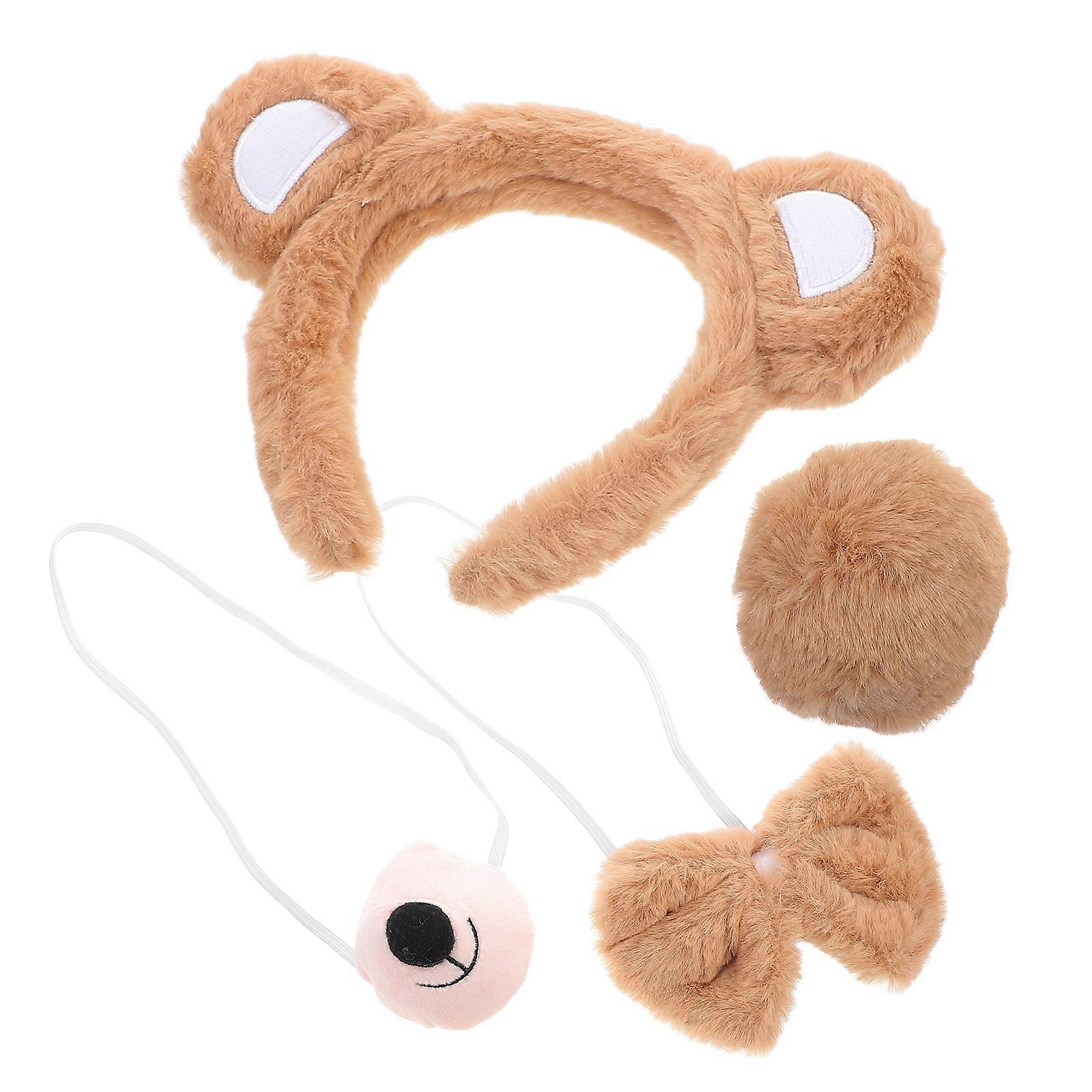 Fun Animal Ear Costume Accessories Set With Bear Headband For Halloween Parties And Theme Events 21.00X17.00X3.50Cm Designed For Animation Lovers 1Set