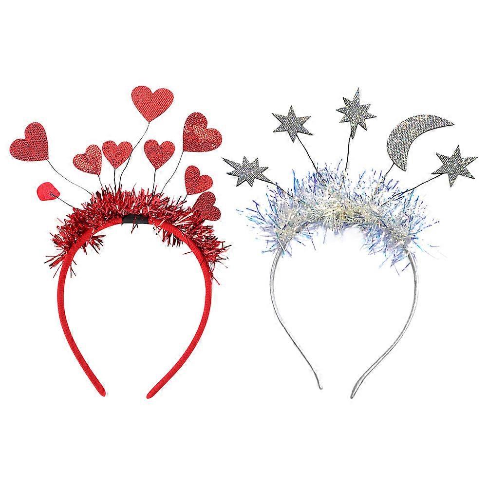 Heart Shaped Headbands for Carnival, Valentine's Day, and Festivals – Lightweight Comfortable Hair Accessories in Red and Silver for Decorations and