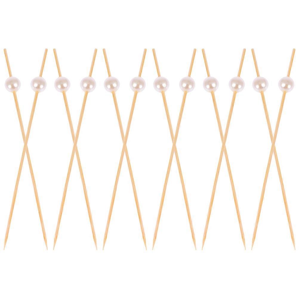 200pcs Elegant Pearl Design Bamboo Picks for Appetizers Desserts and Drinks Decoration
