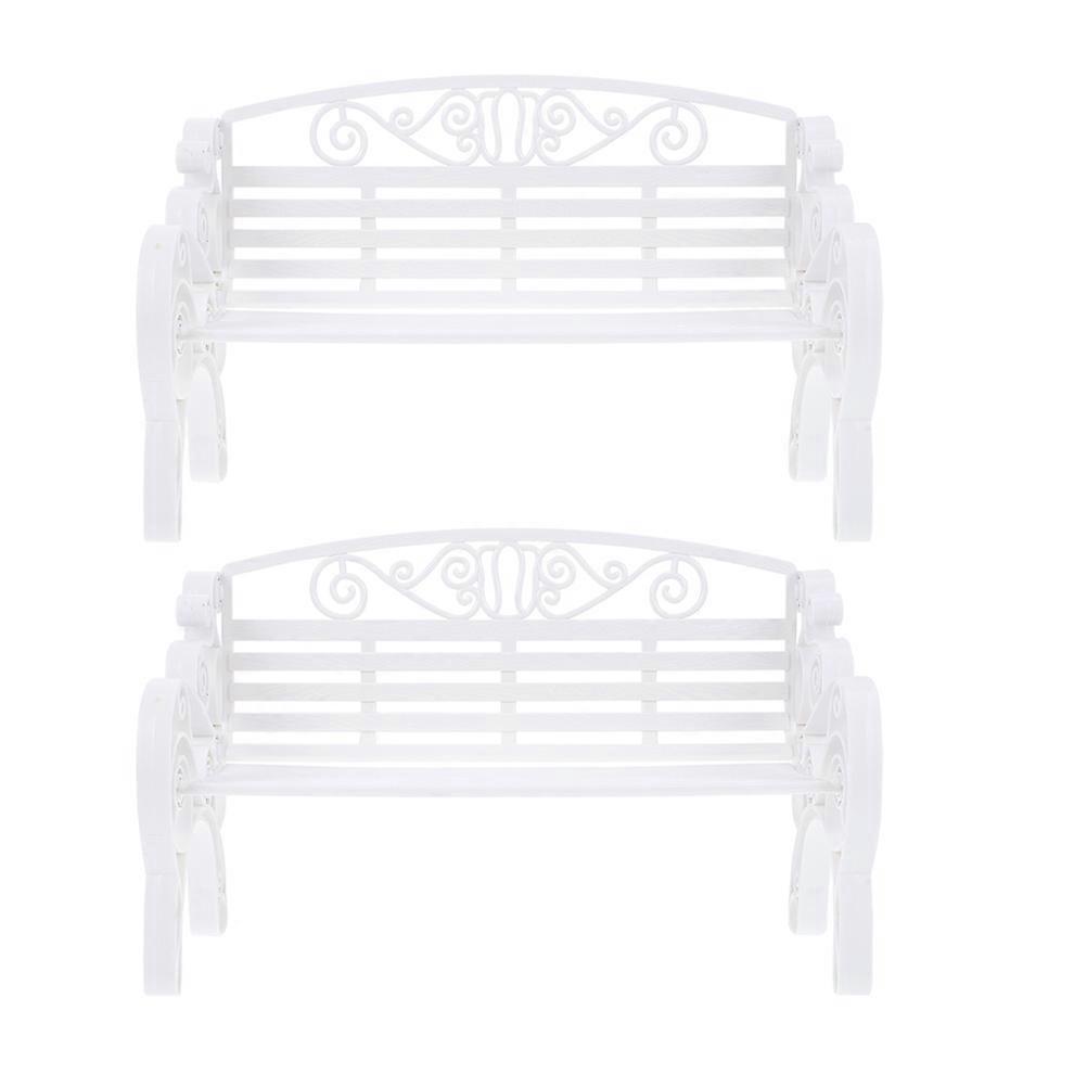 Model Bench Mini Benches Doll House Decorative White Plastic For 2Pcs
