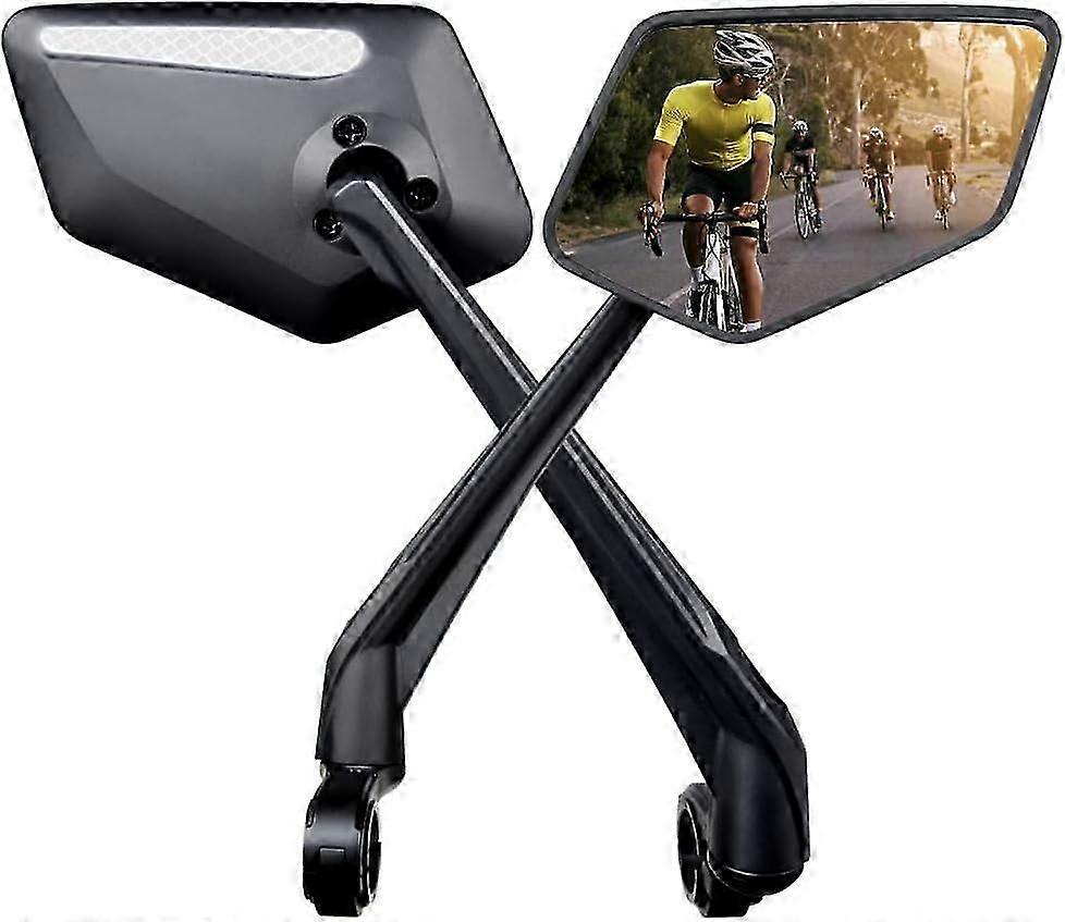 Bicycle rearview mirror, Safety accessory for road bike, Improved version Anti vibration, Extended arm, Shockproof rotation