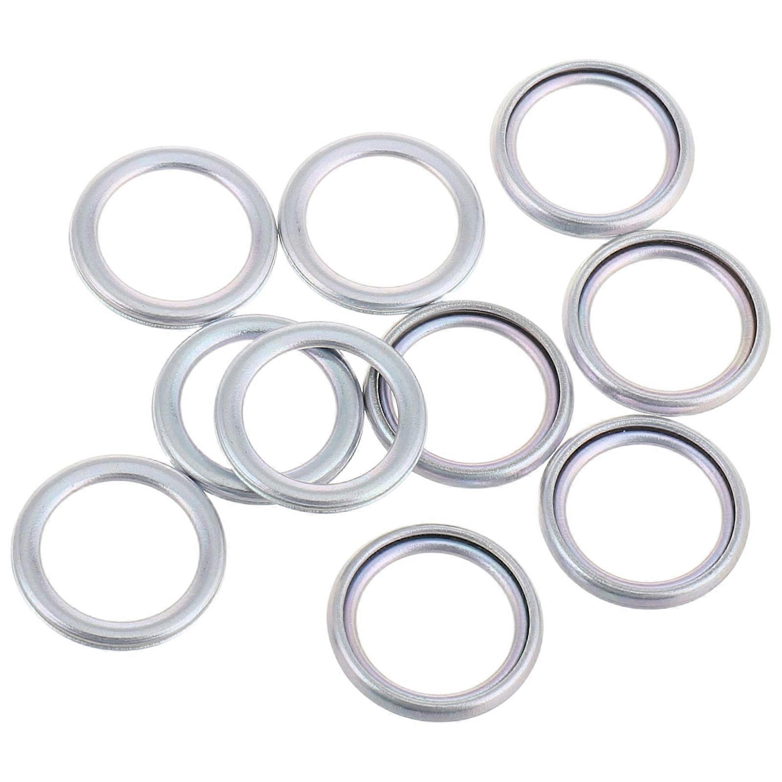 10pcs Oil Pan Gasket Round Oil Plug Washers Heat Resistant Leak Prevention for Car Engine Drain Compatible with Mitsubishi