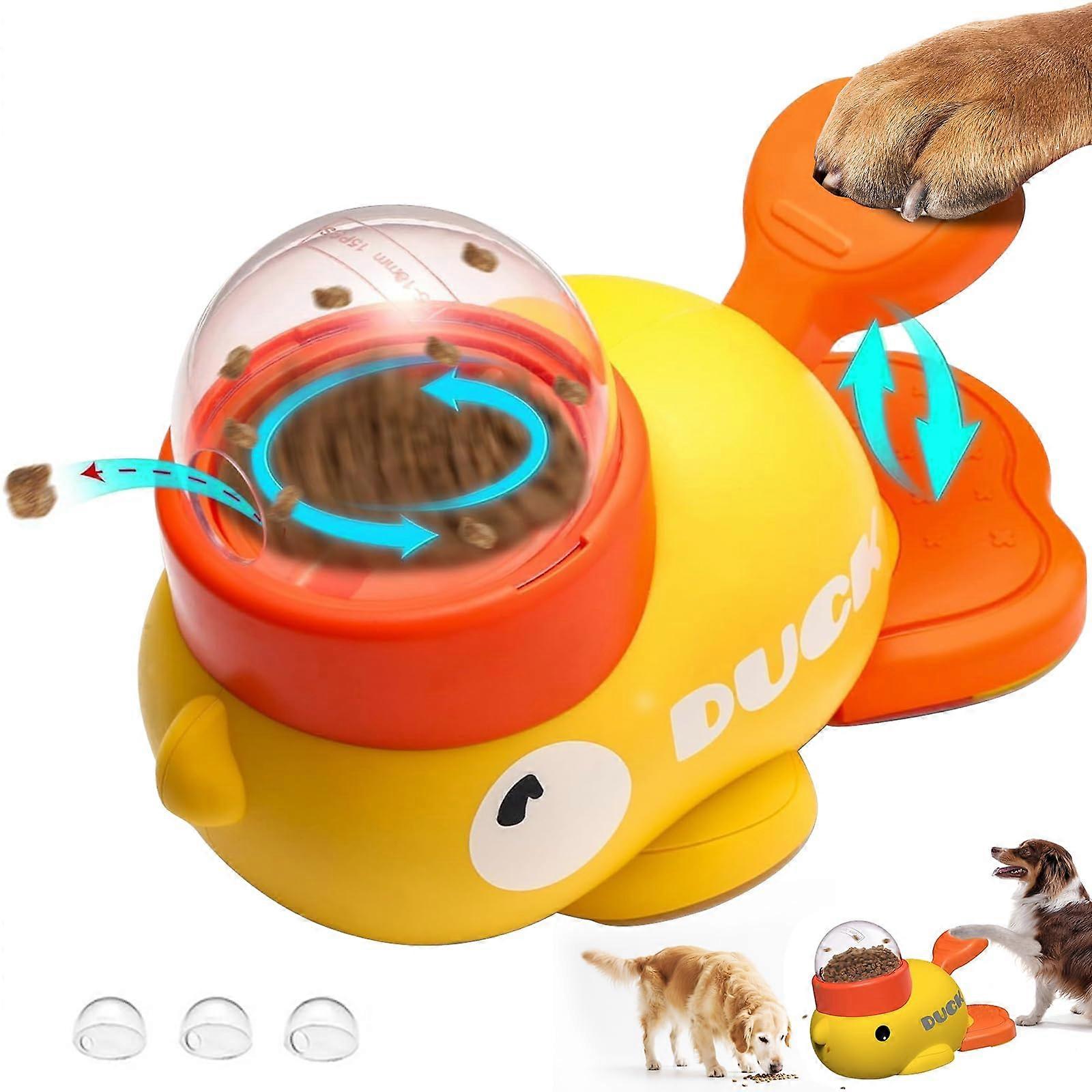 Duck Shape Interactive Feeder 2-In-1 Dog Slow Feeder Toy Indestructible Puzzle Feeder For All Dog Sizes Plastic Feeder
