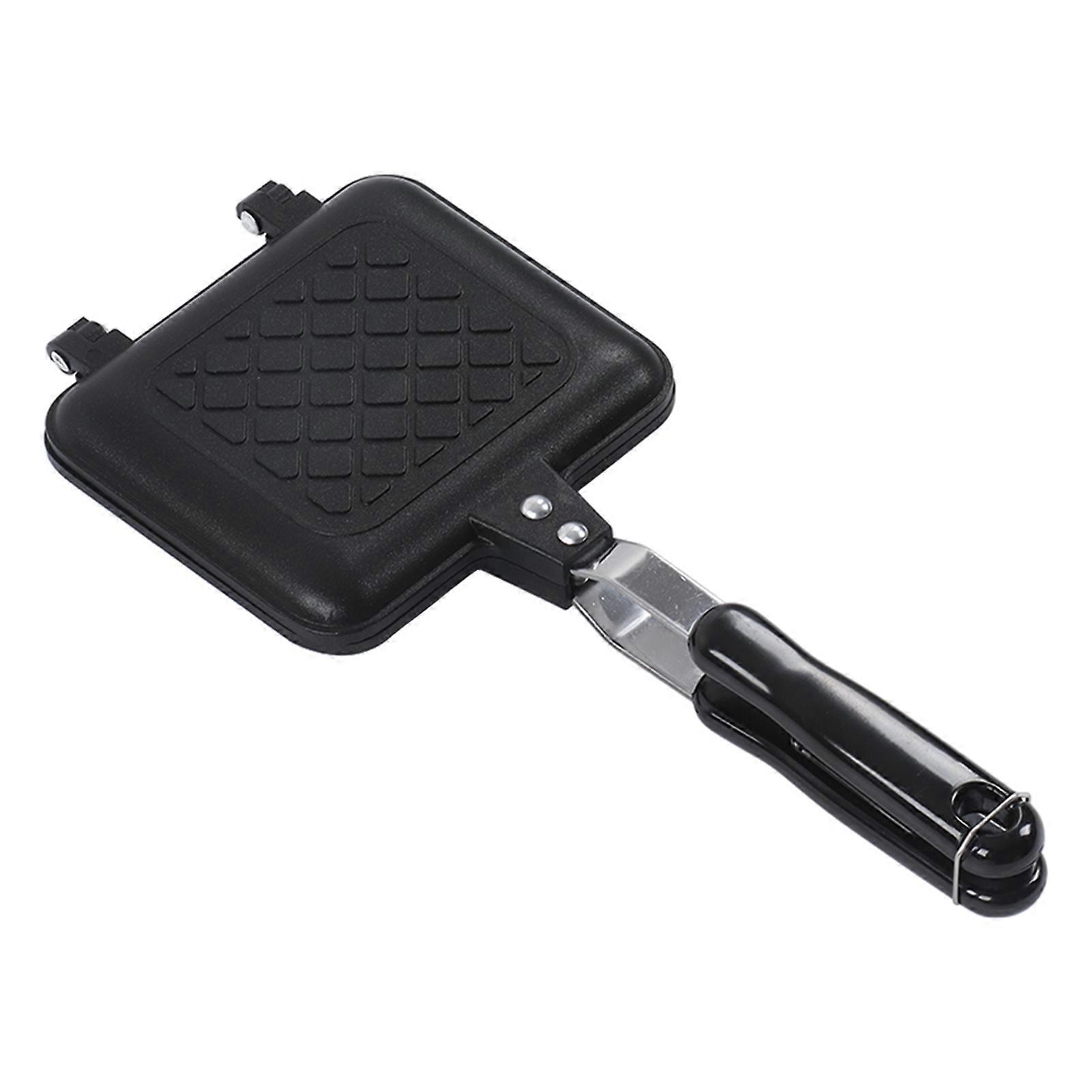 Sandwich Pan Breakfast Double Sided Frying Pan Flat Bottom Nonstick Sandwich Panini Maker Pan Pattern Grid 