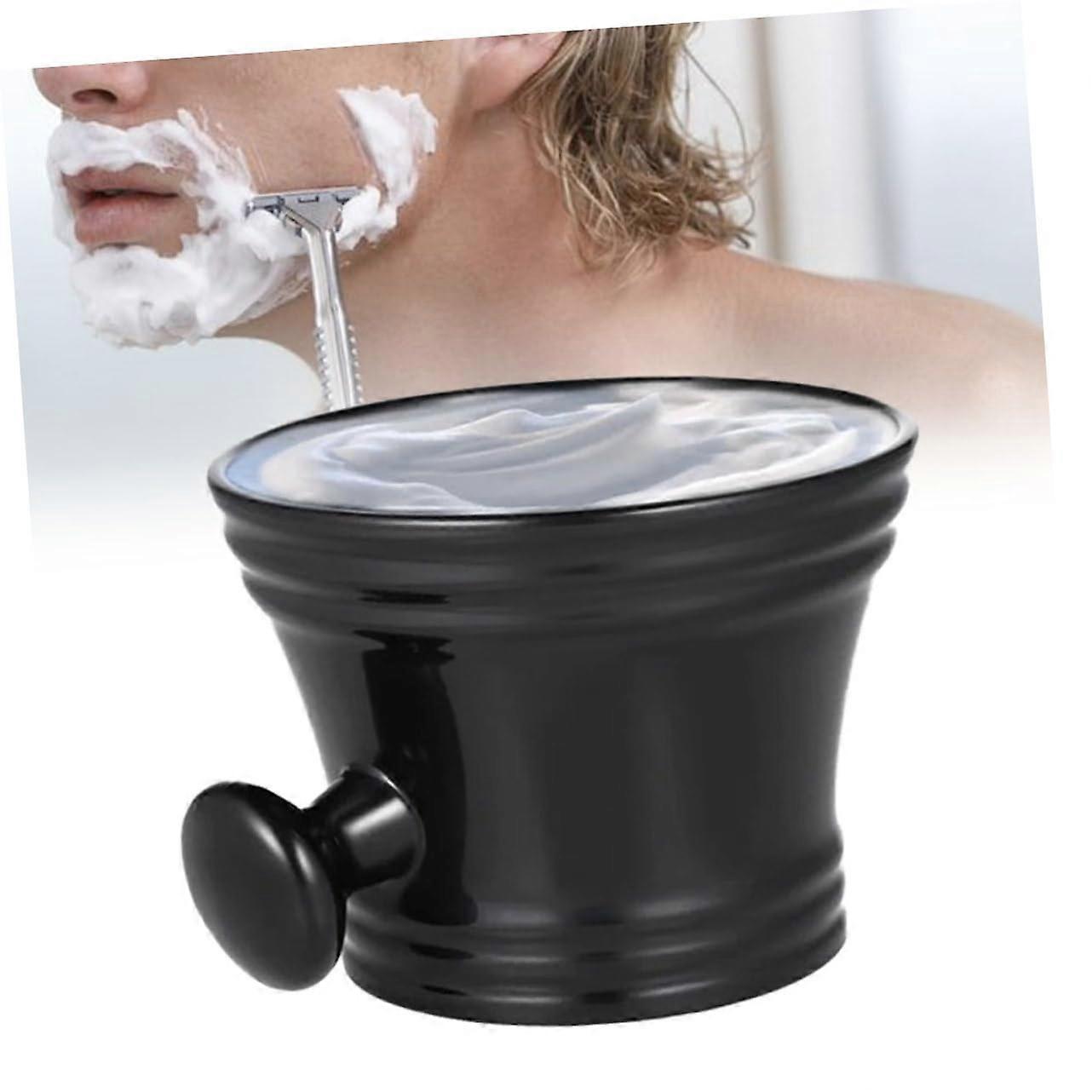 Shaving Bowl Plastic with Round Handle for Men - High-Quality Black Traditional Shaving Soap Dish, Portable Design