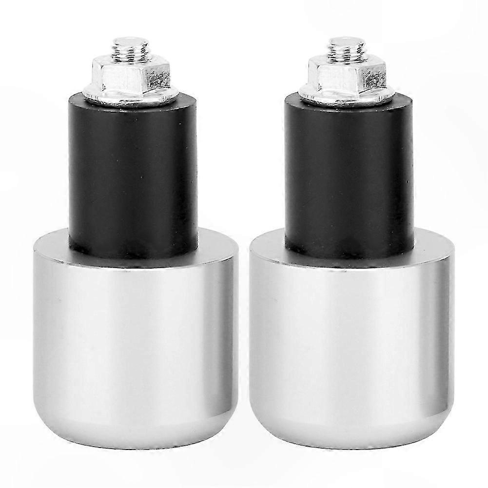 2 Pack Handlebar End Plugs for 22mm Bars - Silver Motorcycle Accessories