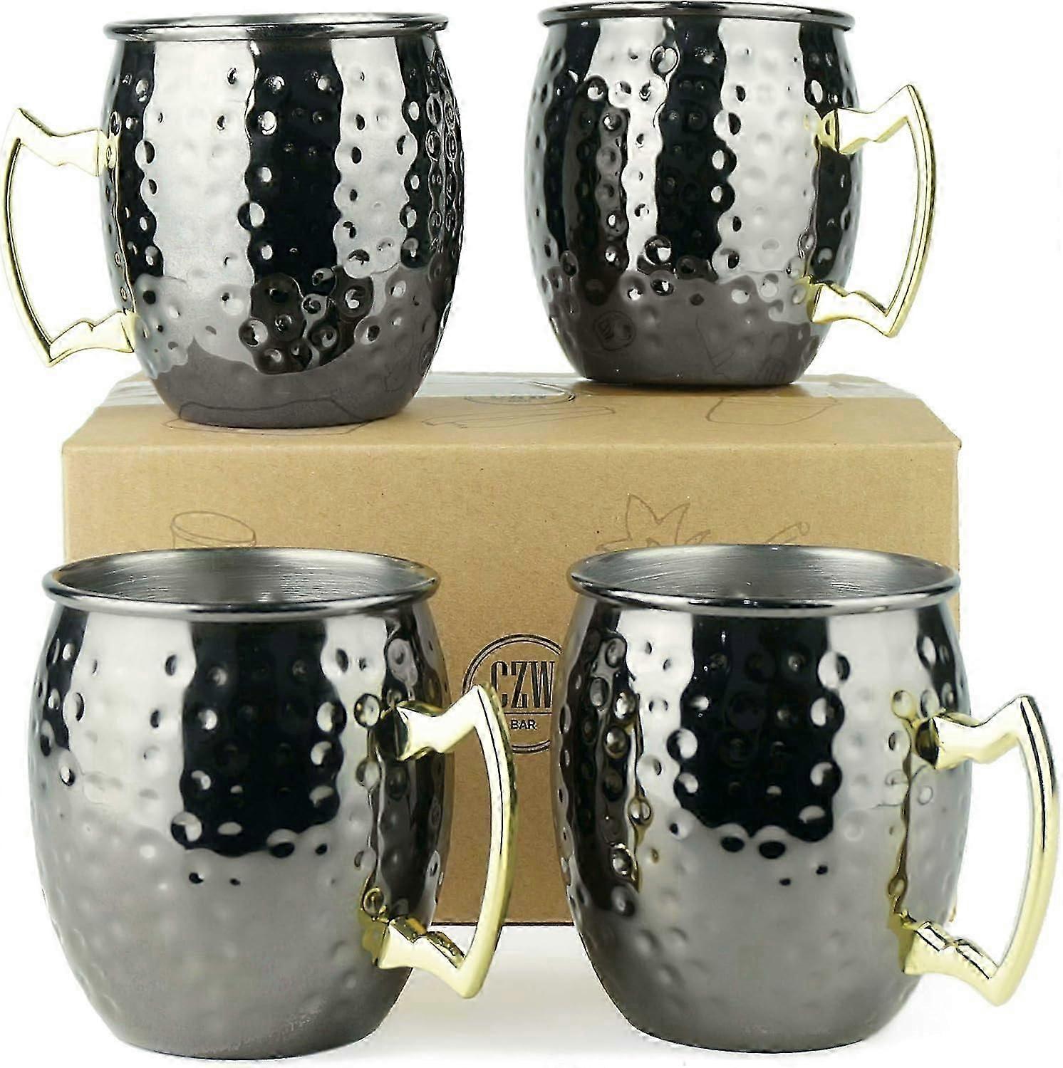 Tazze Moscow Mule in rame, realizzate a mano con placcatura in rame puro solido, manici in ottone dorato e rivestimento in acciaio inossidabile di alta qualità, design vintage per