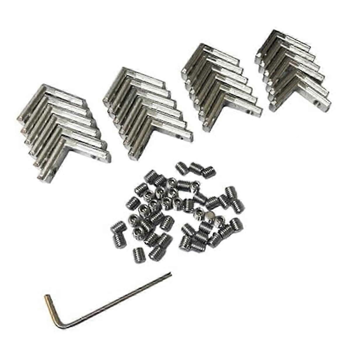24pcs 2020 Series L-Shape Interior Inside Corner Connector Joint Bracket with Screws Silver
