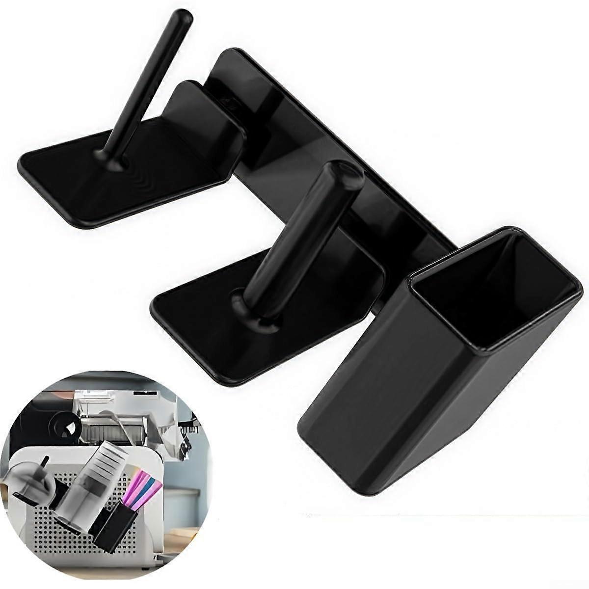 Slushie Machine Drink Holder with 3 Compartments for FS300 FS301, ABS Material, Straw and Lid Organizer with Sticker Mounting